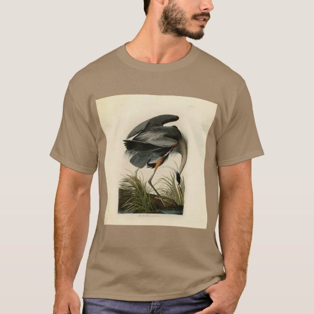 Audubon Underbar Blue Heron Marsh Bird T Shirt (Framsida)