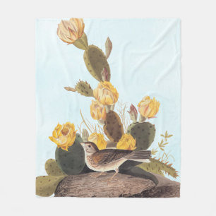 Audubon Vesper Sparrow och Prickly Pear Cactus Fleecefilt