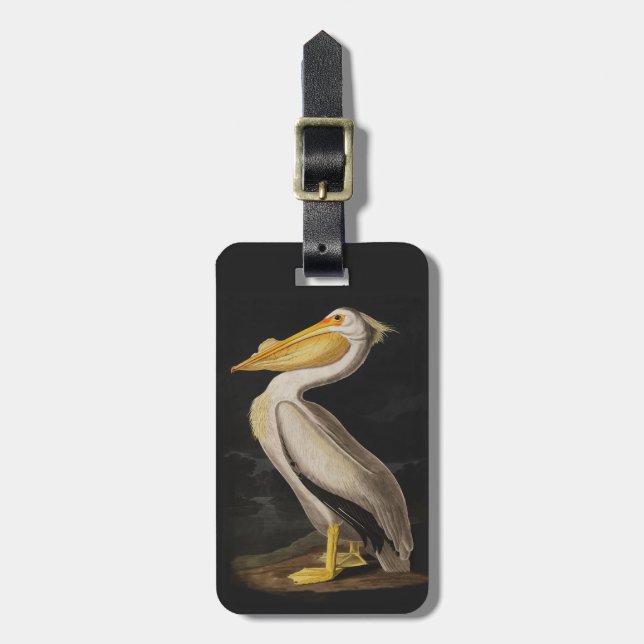 Audubon White Pelican Bird America Bagagebricka (Vertikal Framsida)