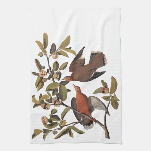 Audubon Zenaida Dove med Flowers Kökshandduk (Vertikal)