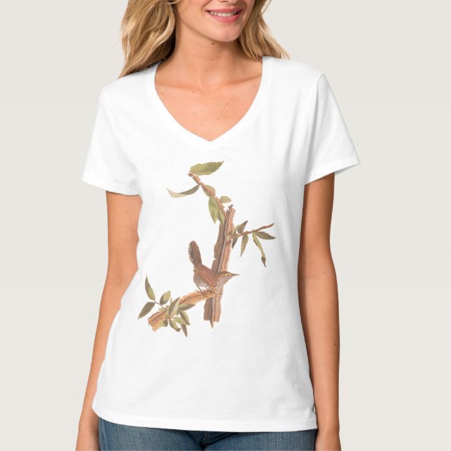 Audubon's Bewick's Long Tails Wren Sång Bird T Shirt (Framsida)