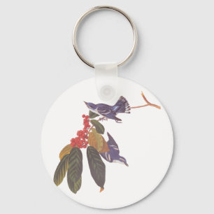 Audubon's Cerulean Warbler Birds with Bear Berries Nyckelring