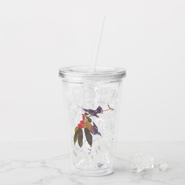 Audubon's Cerulean Warbler Birds with Bear Berries Take Away Mugg (Baksida Ice)