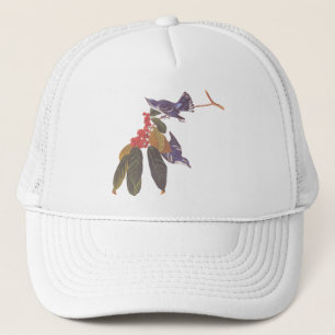 Audubon's Cerulean Warbler Birds with Red Berries Truckerkeps