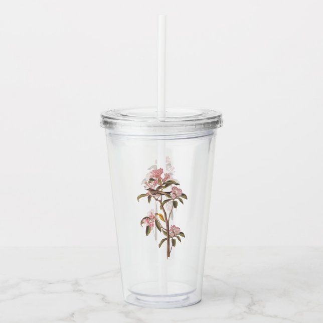 Audubon's Cuvier's Kinglet Bird on Rosa Calico Take Away Mugg (Framsida)