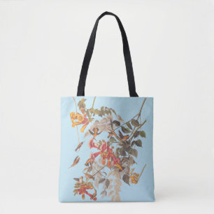 Audubon's Ruby Throated Hummingbird and Flowers Tygkasse