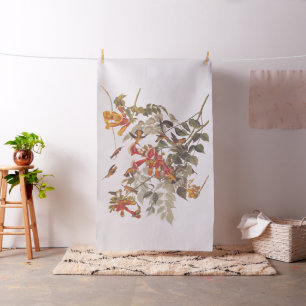 Audubon's Ruby-Throated Hummingbird with Flowers Tyg