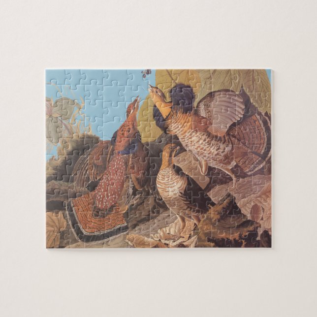 Audubon's Ruffed Grouse Pheasant Birds Pussel (Horisontell)