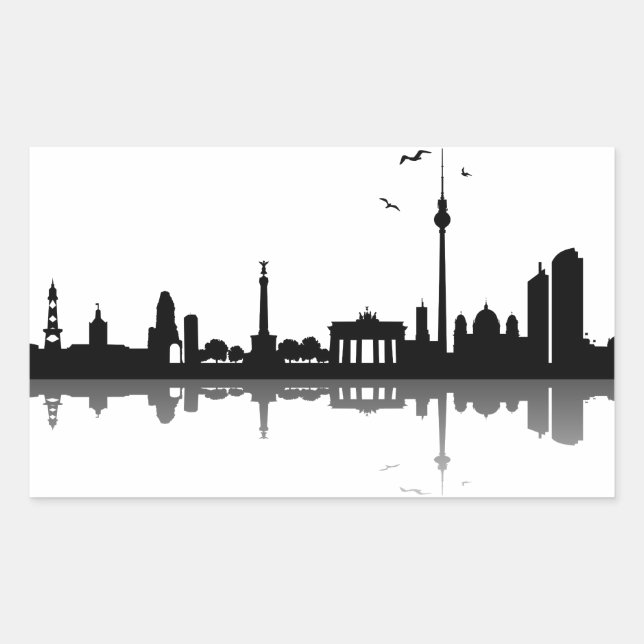Aufkleber Berlin Skyline Rektangulärt Klistermärke (Framsida)
