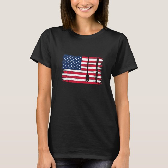 Auger Maker Patriotic US Flagga T Shirt (Framsida)
