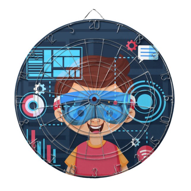 Augmented Reality Darttavla (A cartoon boy wearing a headset!)