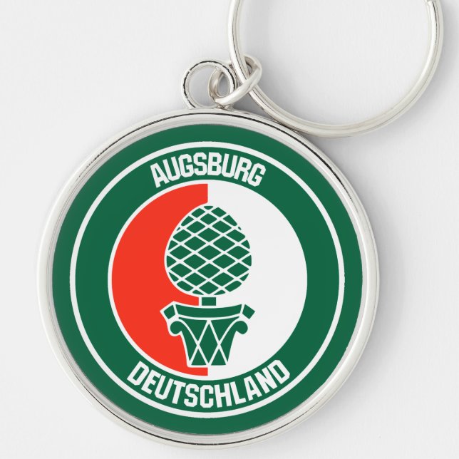 Augsburg Round Emblem Rund Silverfärgad Nyckelring (Framsidan)