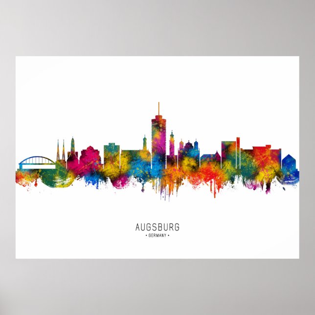 Augsburg Tyskland Skyline Poster (Framsidan)