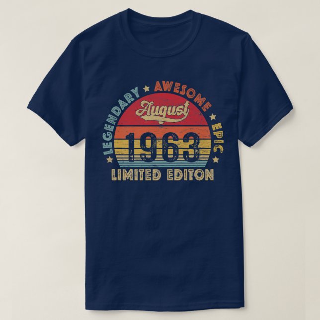 August 1963 59th Birthday Legendary Awesome Epic S T Shirt (Design framsida)