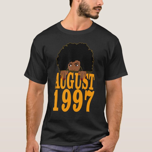 August 1997 25 Birthday 25 Years Old Black Women T Shirt (Framsida)