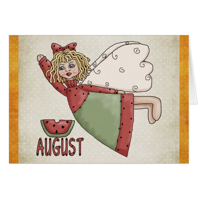 August Angel Blank Greeting Card Hälsningskort (Framsidan Horizontal)