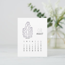 August Anpassade Cactus 2024 Calendar Card Vykort