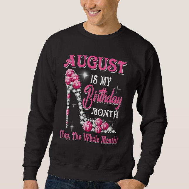 August är min födelsedag, drottning Lycklig Bir Lång Ärmad Tröja (Framsida)