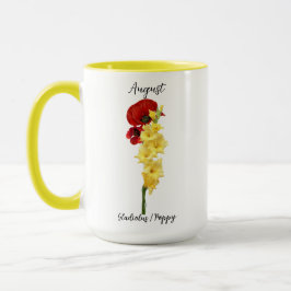 August Birth Flower Gladiolus och Poppy Mugg