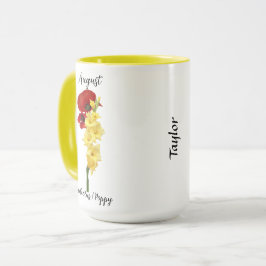 August Birth Flower Gladiolus och Poppy Mugg