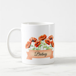 August Birth Flower Poppy Birthday Kaffemugg