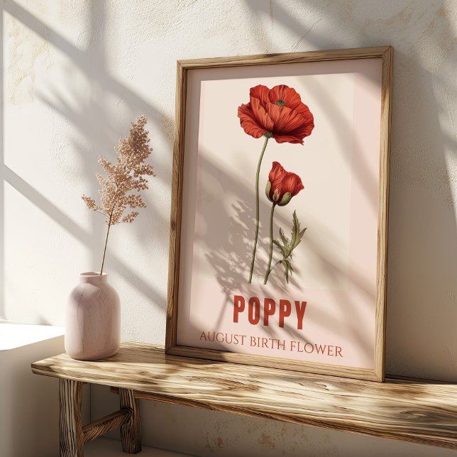 August Birth Flower Poppy Birthday Poster (Skapare uppladdad)