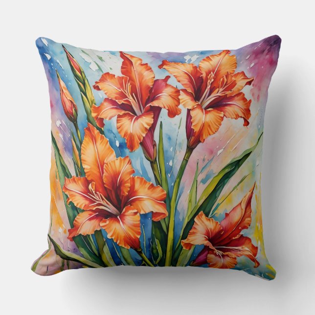 August Birth Month Flower Gladiolus, Gladiolus. Kudde (Framsida)