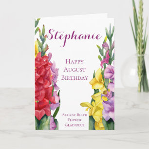 August Birthday Birthday Month Flower Gladiolus Kort