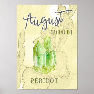 August Birthday Flower och Birthstone Poster
