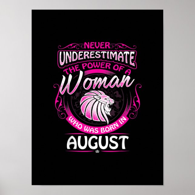 August Birthday Gift Woman Leo Zodiac Astrology Poster (Framsidan)