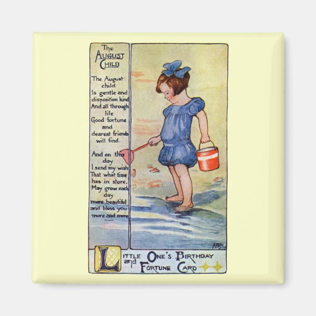 August Birthday Girl vid Beach Magnet (Framsidan)