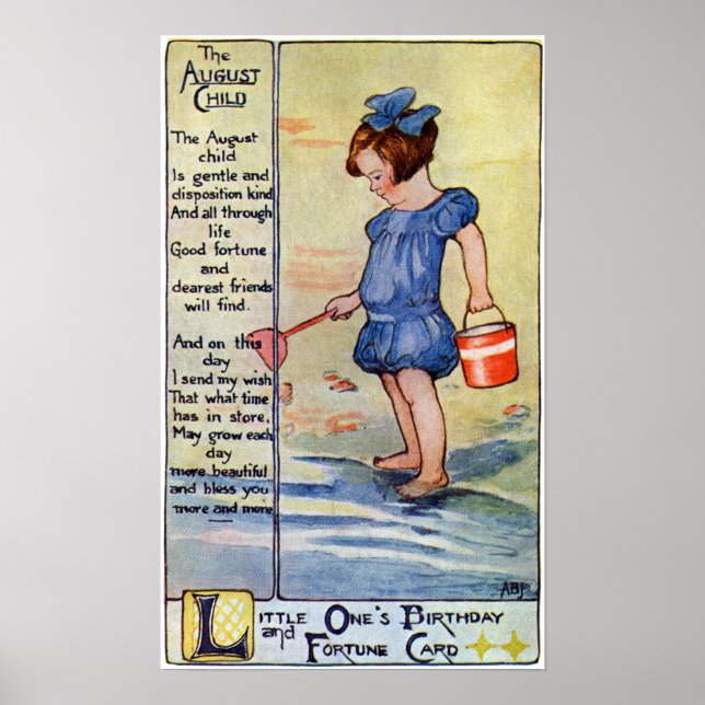 August Birthday Girl vid Beach Poster (Framsidan)