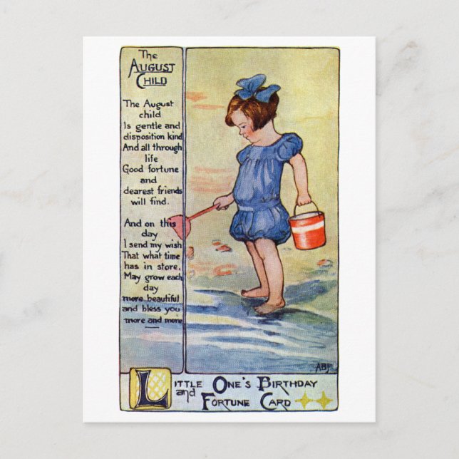 August Birthday Girl vid Beach Vykort (Framsida)