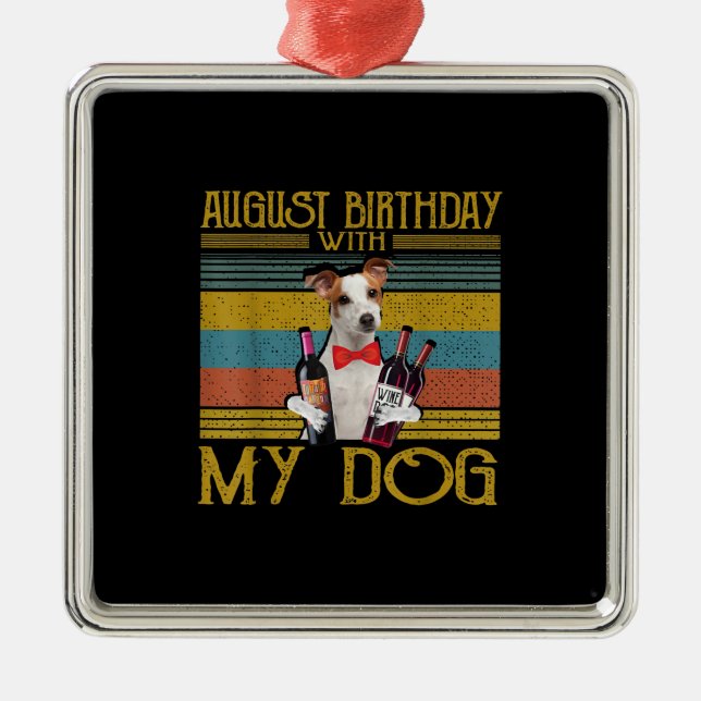 August Birthday med My Jack Russell Hund 2020 Julgransprydnad Metall (Framsidan)