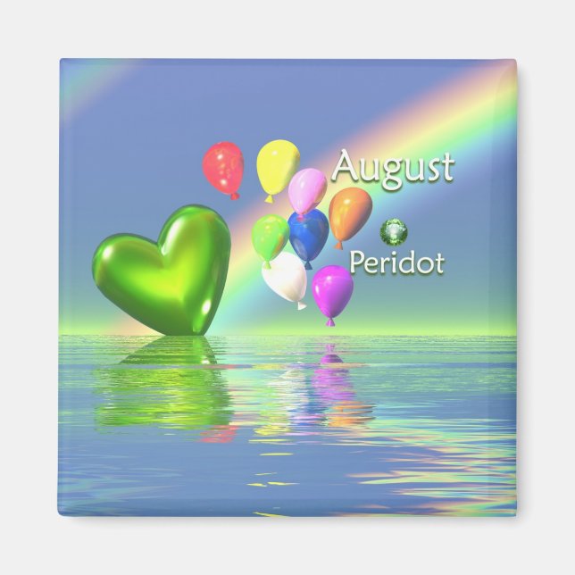 August Birthday Peridot Heart Magnet (Framsidan)