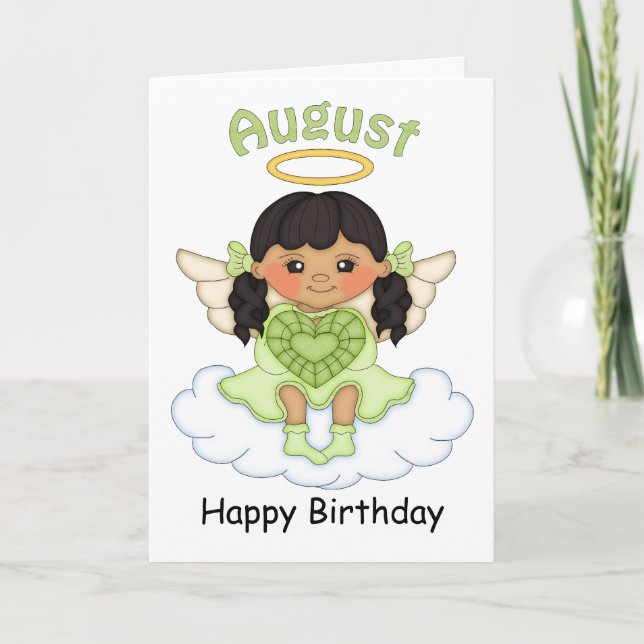 August Birthstone Angel Black Birthday Card Kort (Framsida)