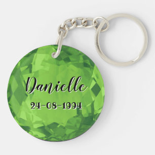 August Birthstone Nyckelring with Namn
