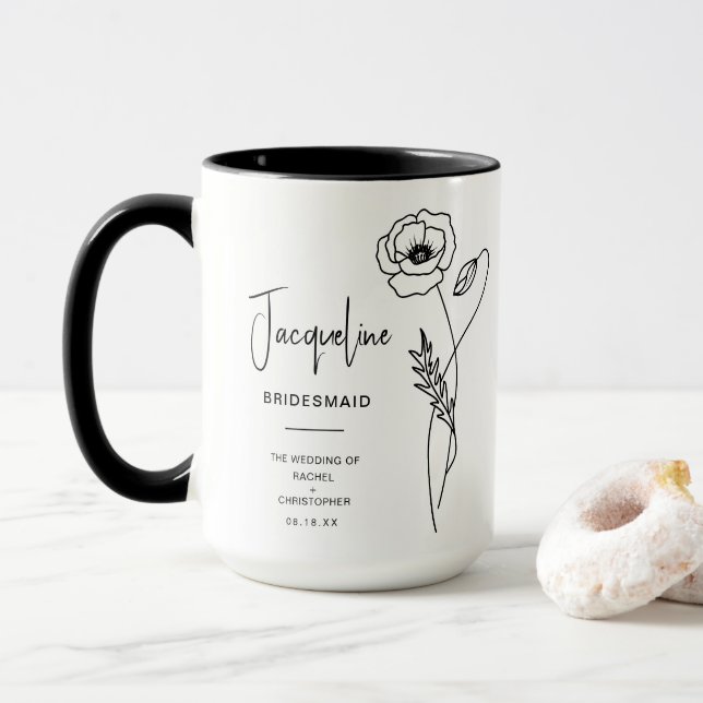 August Bridesmaid | Poppy Birth Flower Mugg (Med munk)