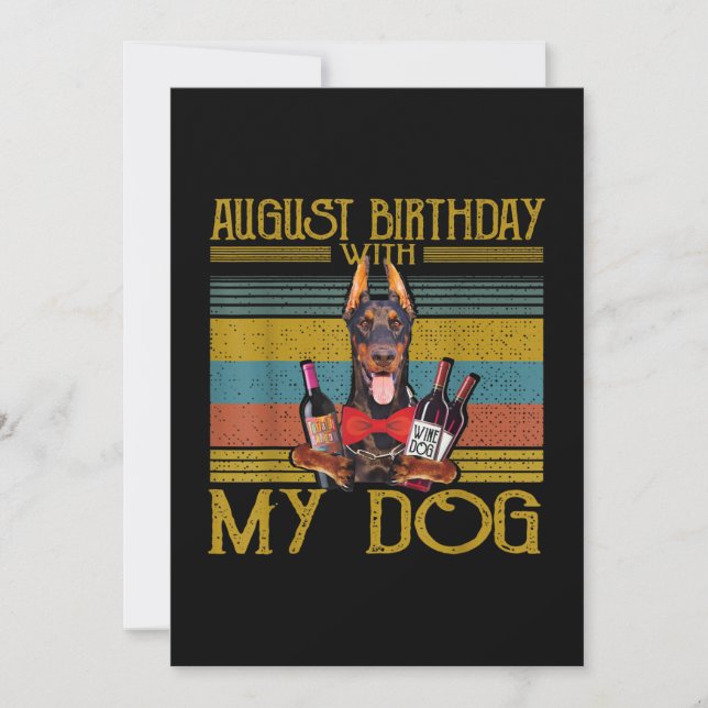 August födelsedag med min Doberman Pinscher hund 2 Inbjudningar (Framsida)