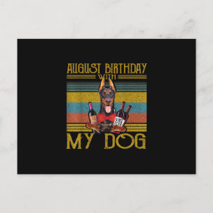 August födelsedag med min Dobermann Pinscher hund Vykort
