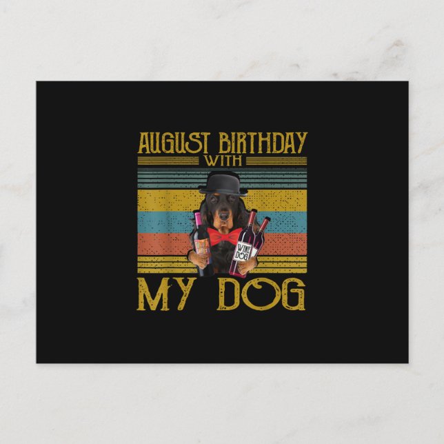 August födelsedag med min Gordon Setter hund 2020 Inbjudan Vykort (Framsida)