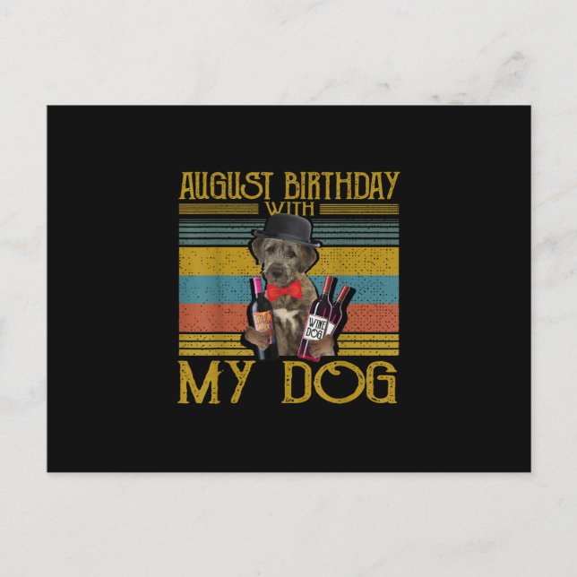 August födelsedag med min irländska varghund hund  vykort (Framsida)