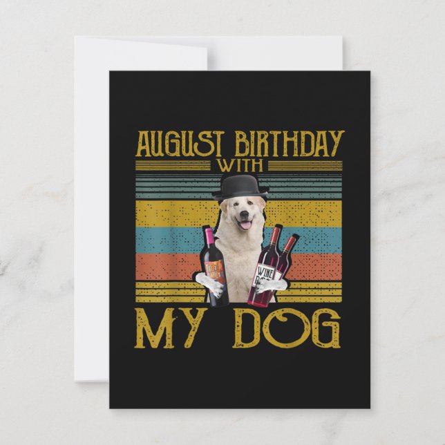 August födelsedag med min stora Pyrenéerhund 2020 Inbjudningar (Framsida)