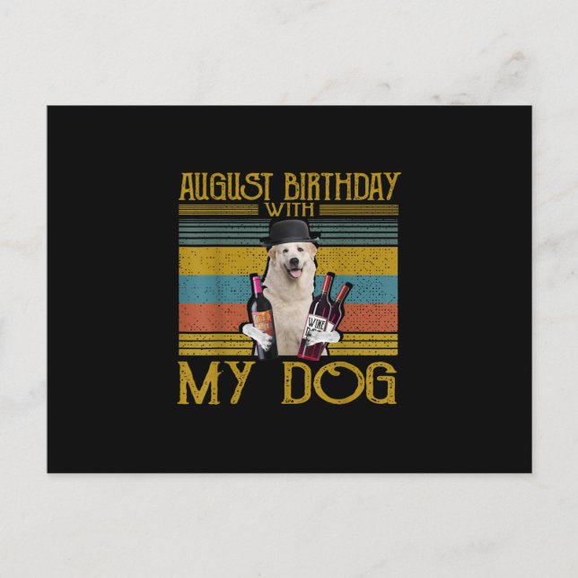 August födelsedag med min stora Pyrenéerhund 2020 Vykort (Framsida)