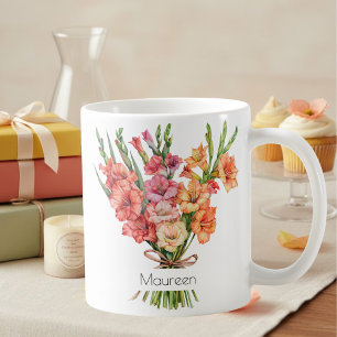 August Födelsedagsblomma Mugg Gladiolus & Vallmo