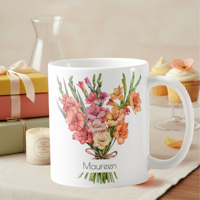 August Födelsedagsblomma Mugg | Gladiolus & Vallmo (Skapare uppladdad)