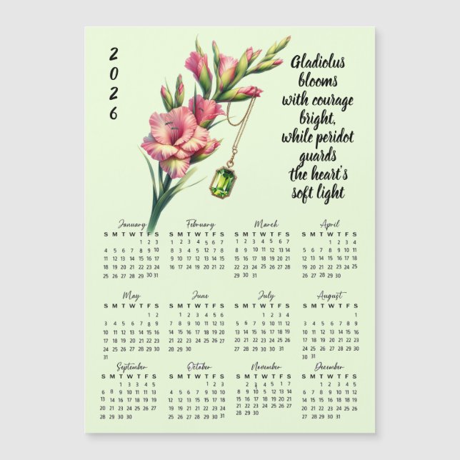 August Födelsemblomma & Sten Kalender  (Framsida)