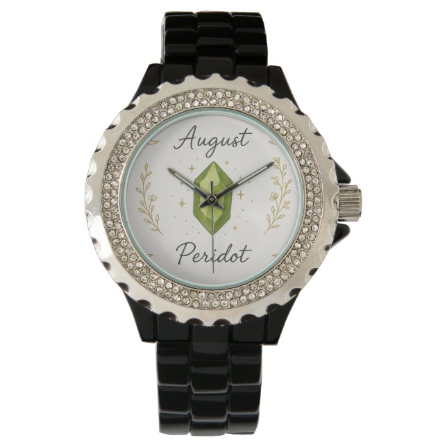 August Födelsesten Ur – Strålande Peridot Energi D Armbandsur (Framsida)