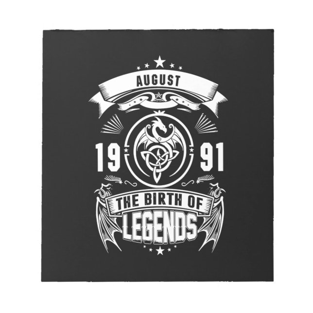 August Gift | 1991 Legendarnas födelse Anteckningsblock (Framsida)