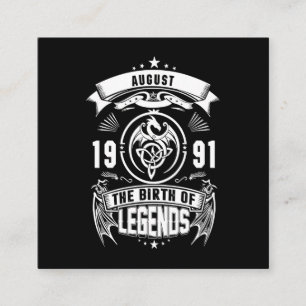 August Gift 1991 Legendarnas födelse Fyrkantigt Visitkort